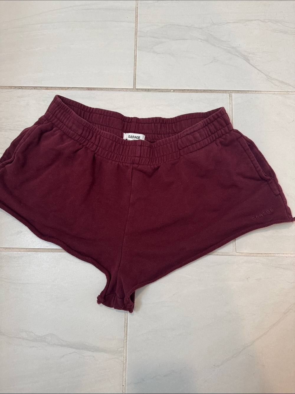 Garage Women's Maroon Athletic Cut Off Lounge Shorts